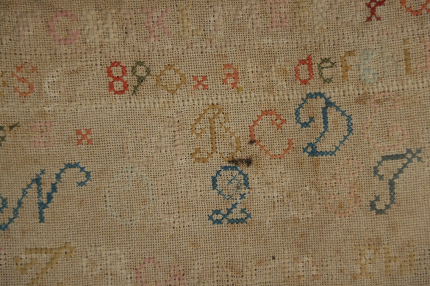 Antique Needlepoint Sampler, Steamship Erie Fire Commemoration And Memorial, Circa 1840s. 21-3/4" x 18-3/4"