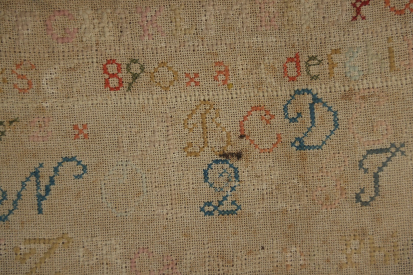 Antique Needlepoint Sampler, Steamship Erie Fire Commemoration And Memorial, Circa 1840s. 21-3/4" x 18-3/4"