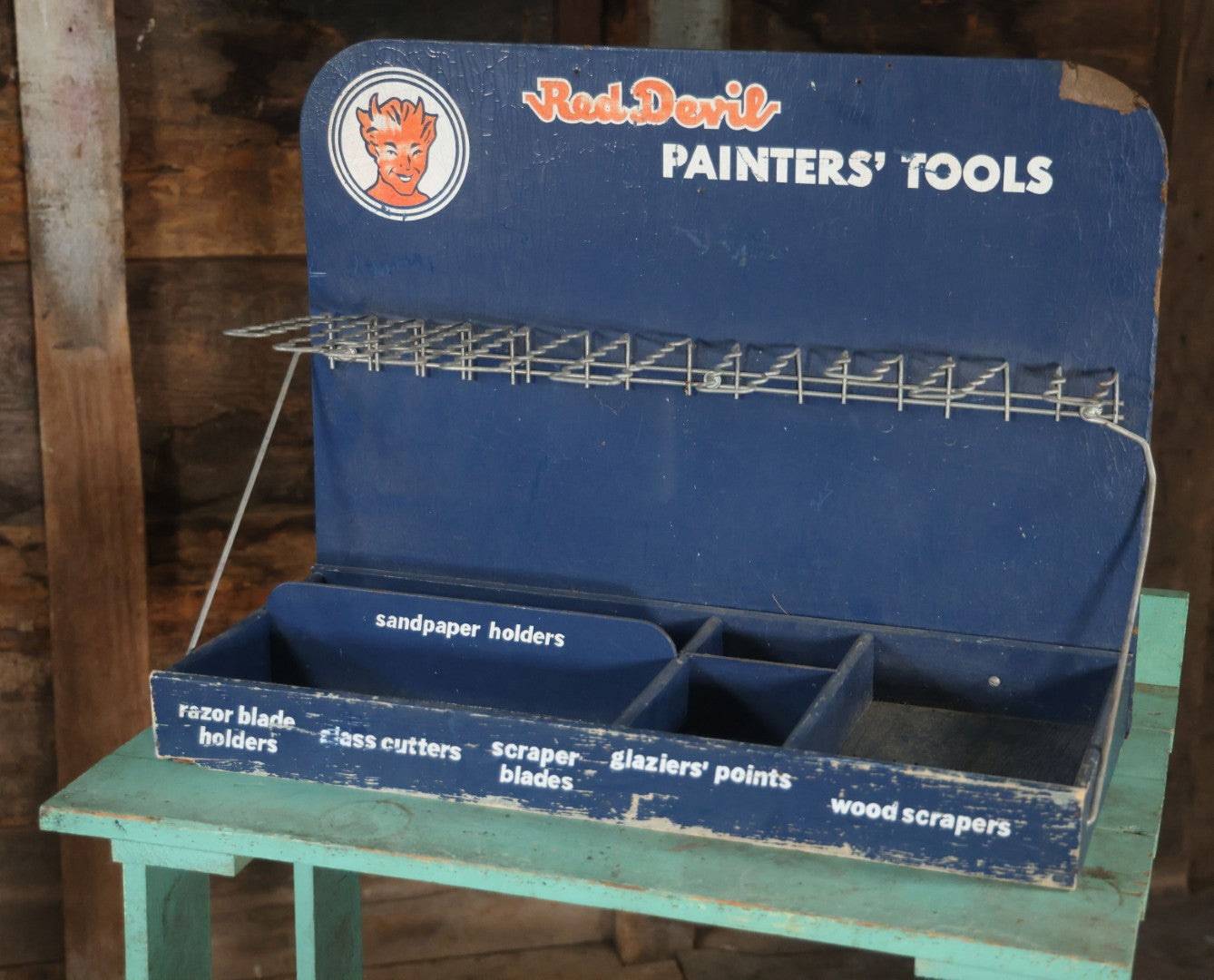 Vintage Red Devil Painters' Tools Store Display Rack Shelf Advertising
