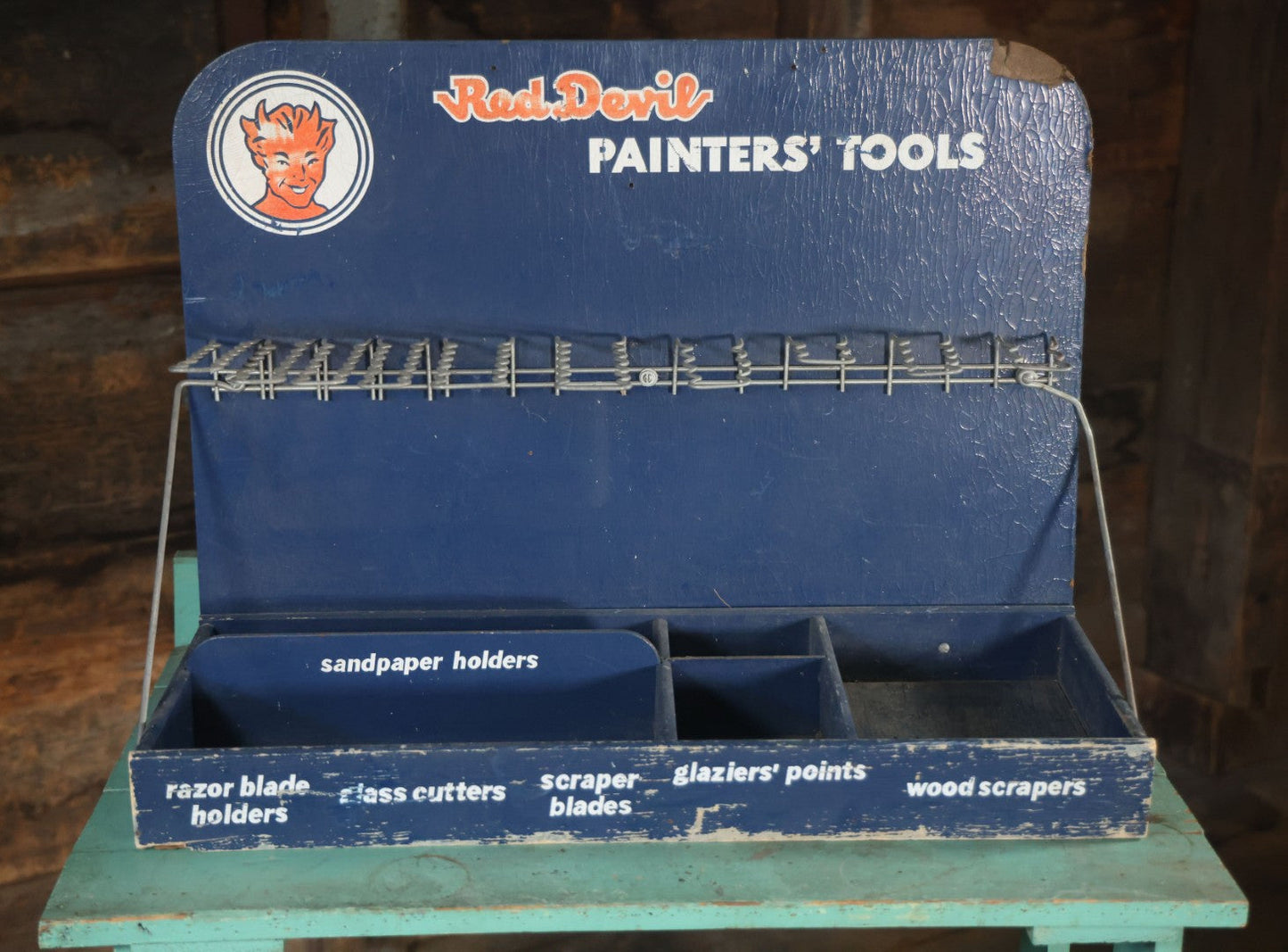 Vintage Red Devil Painters' Tools Store Display Rack Shelf Advertising