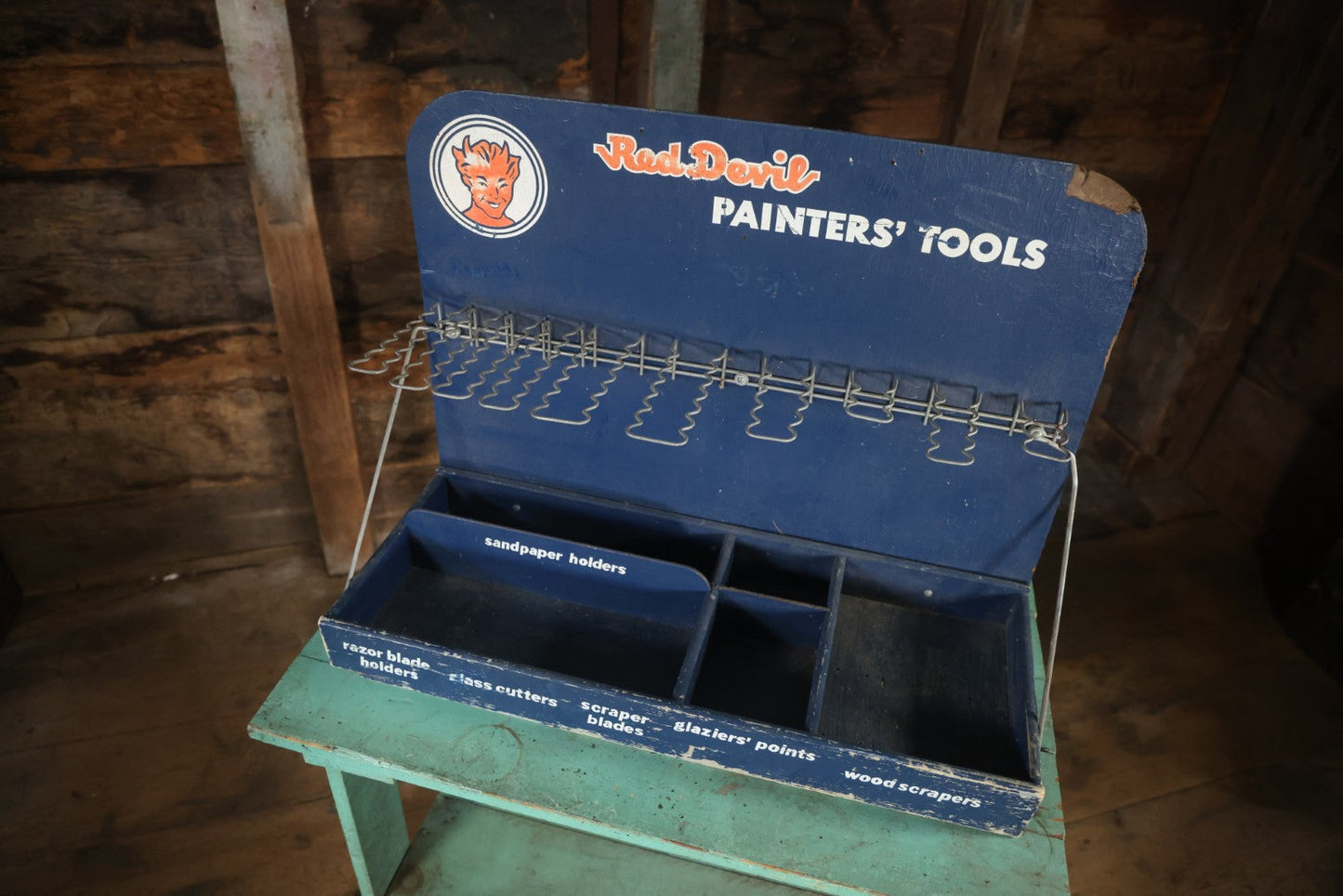Vintage Red Devil Painters' Tools Store Display Rack Shelf Advertising