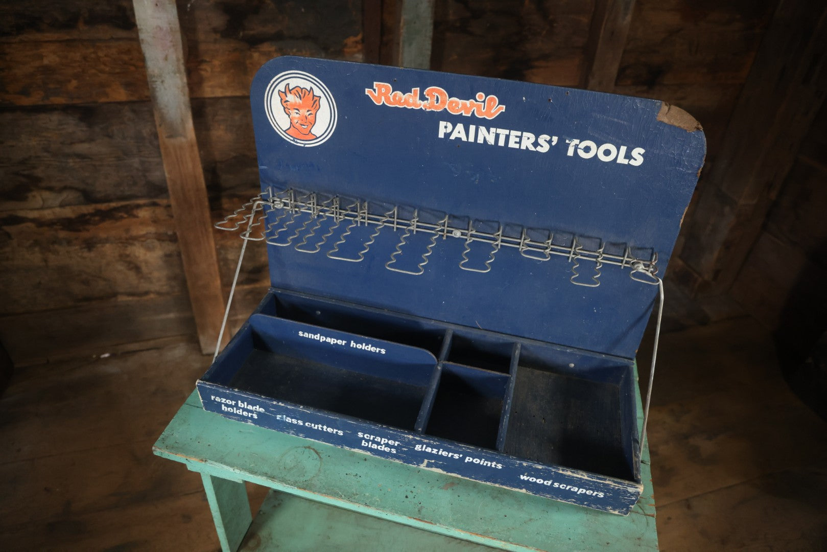 Vintage Red Devil Painters' Tools Store Display Rack Shelf Advertising