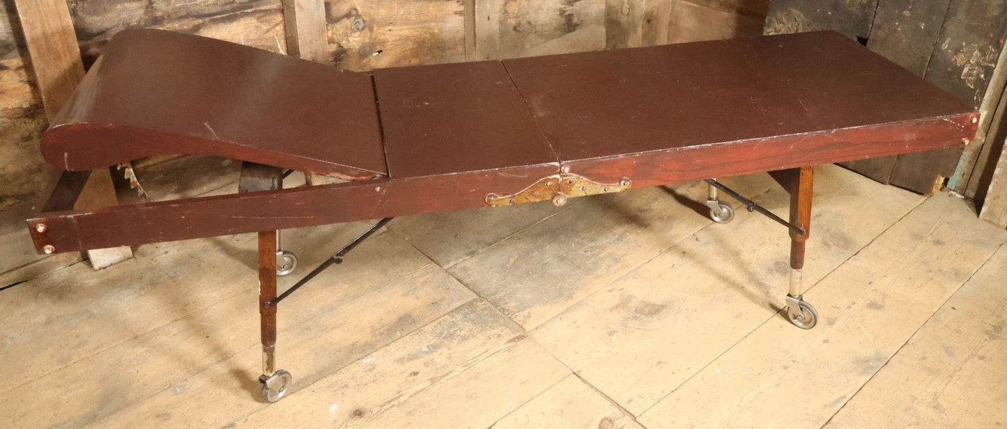 Antique Folding Traveling Embalming Table, Cooling Table, Gleason Board, Manufactured By Undertakers' Supply Co., Chicago, Dark Stain Finish