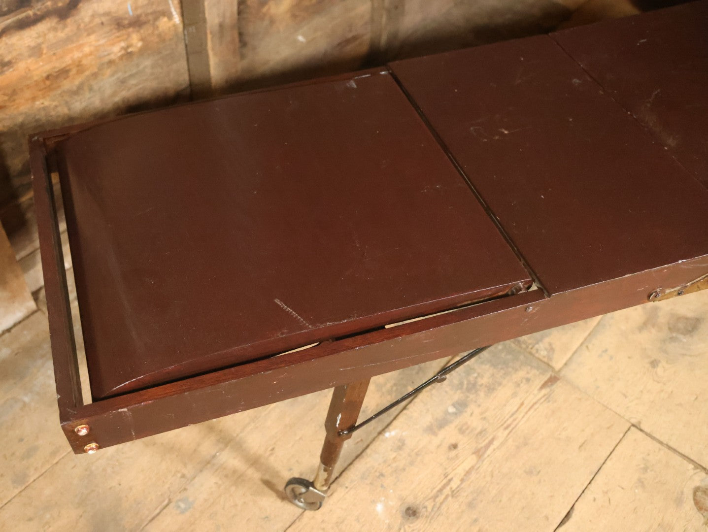 Antique Folding Traveling Embalming Table, Cooling Table, Gleason Board, Manufactured By Undertakers' Supply Co., Chicago, Dark Stain Finish