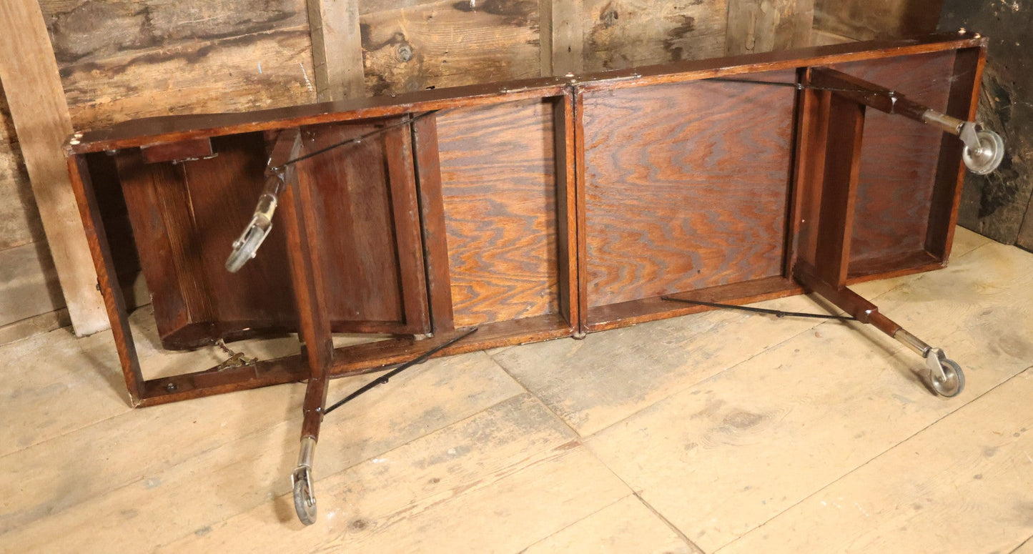 Antique Folding Traveling Embalming Table, Cooling Table, Gleason Board, Manufactured By Undertakers' Supply Co., Chicago, Dark Stain Finish