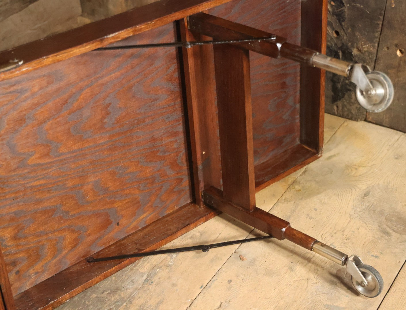 Antique Folding Traveling Embalming Table, Cooling Table, Gleason Board, Manufactured By Undertakers' Supply Co., Chicago, Dark Stain Finish