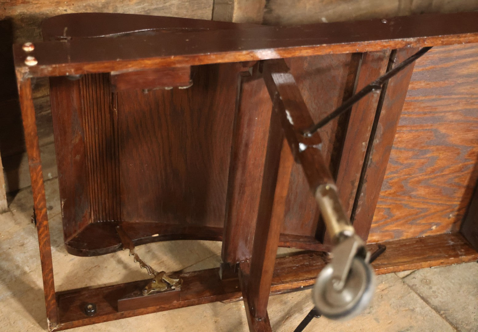 Antique Folding Traveling Embalming Table, Cooling Table, Gleason Board, Manufactured By Undertakers' Supply Co., Chicago, Dark Stain Finish