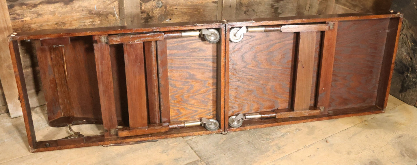 Antique Folding Traveling Embalming Table, Cooling Table, Gleason Board, Manufactured By Undertakers' Supply Co., Chicago, Dark Stain Finish