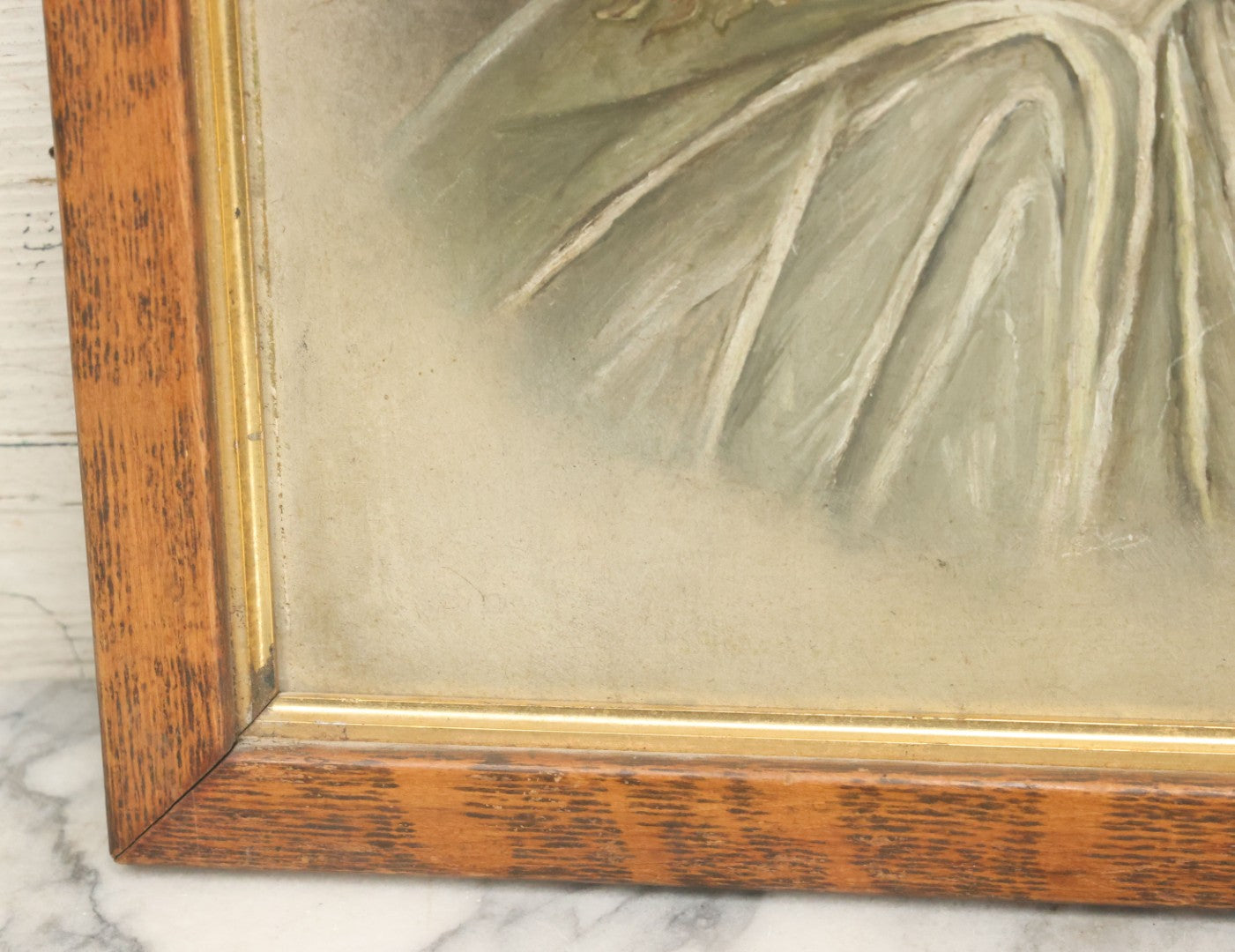 Lot 001 - Antique Painting On Board Of A Young Child In A Cloak With Seashell Brooch, Victorian Sentimental Painting, 15-3/4" x 18-3/4"