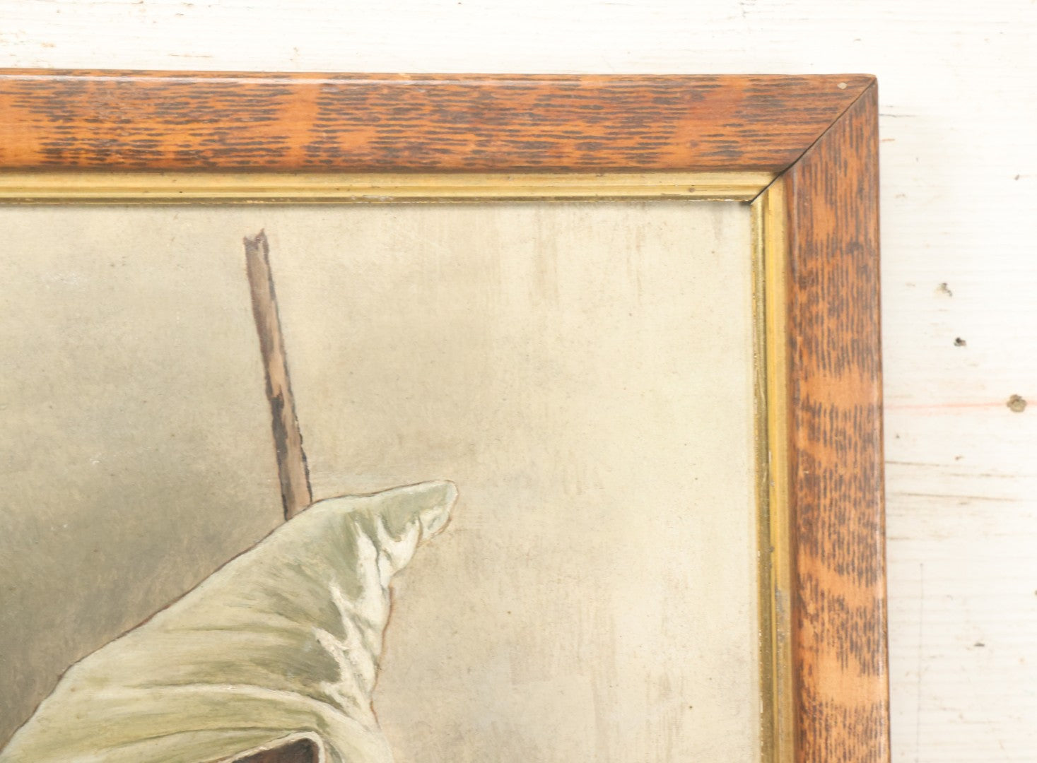 Lot 001 - Antique Painting On Board Of A Young Child In A Cloak With Seashell Brooch, Victorian Sentimental Painting, 15-3/4" x 18-3/4"