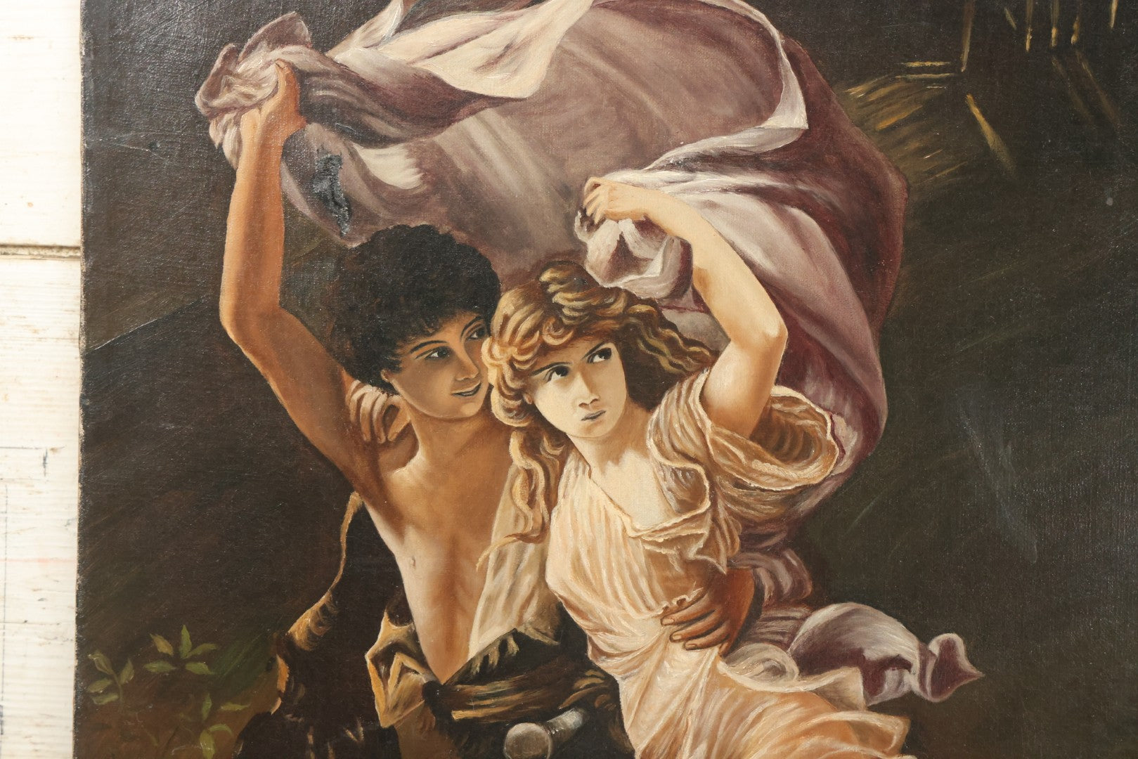 Lot 003 - Antique Oil On Canvas Academic Painting After The Storm (La Tempête) By Pierre Auguste Cot, 18-1/2" x 28"