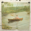 Lot 004 - Antique Lithograph On Linen Of A Woman Canoeing, Copyright 1904, 22-3/4" x 23"