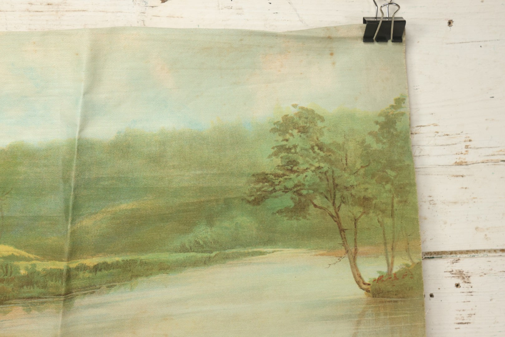 Lot 004 - Antique Lithograph On Linen Of A Woman Canoeing, Copyright 1904, 22-3/4" x 23"