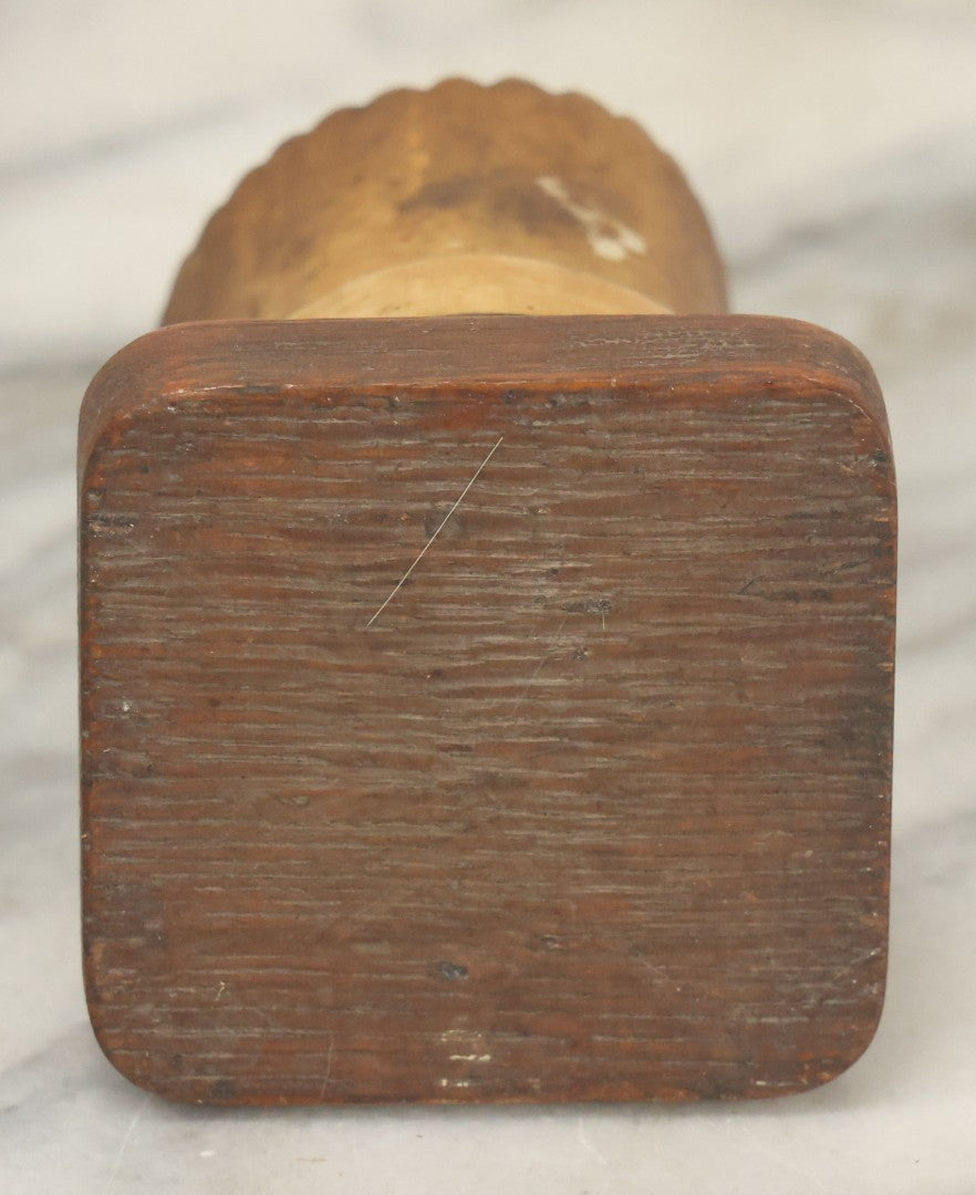 Lot 011 - Antique Folk Art Carved Horn Vessel On Wood Base