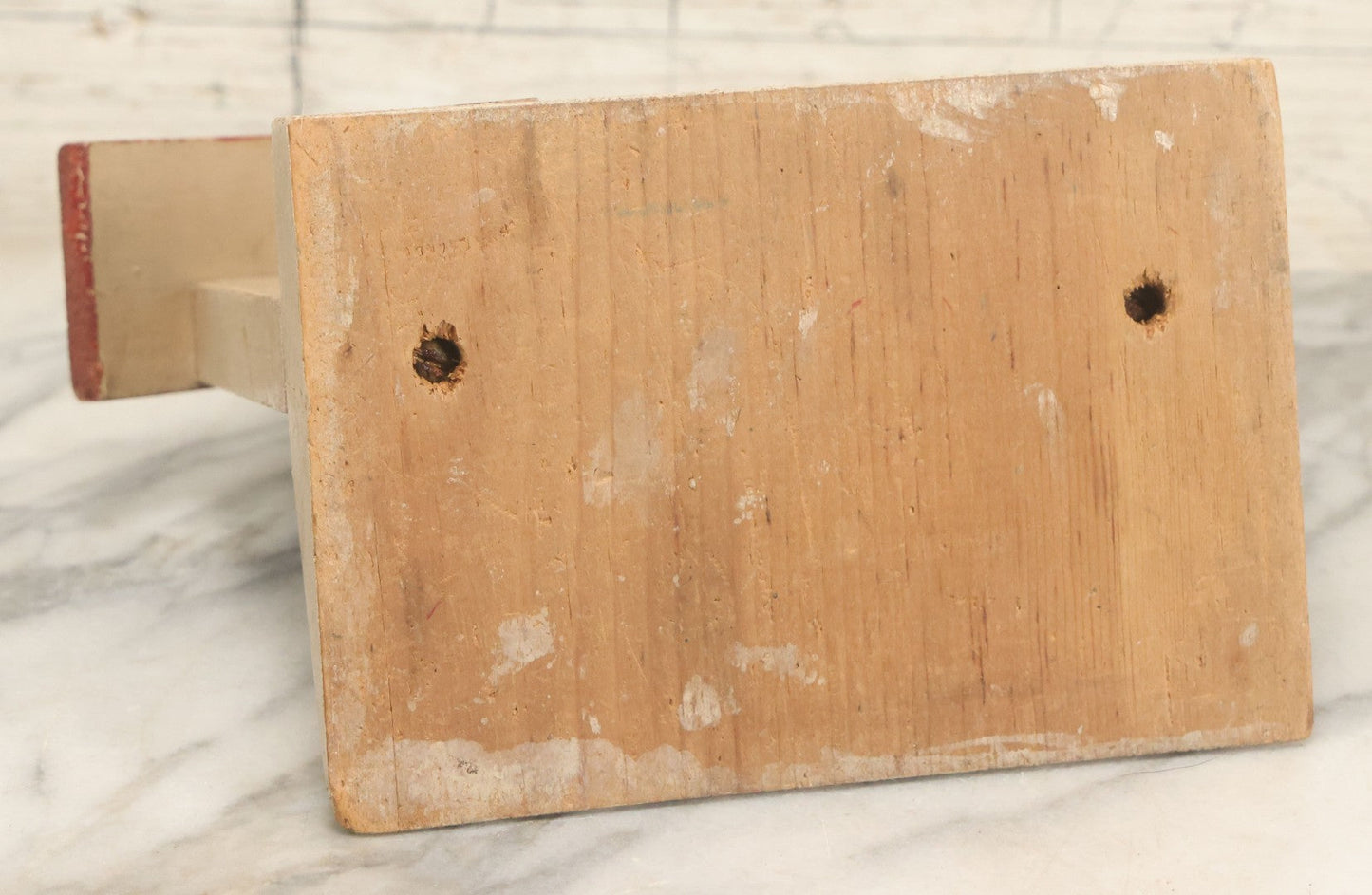 Lot 024 - Vintage Folk Art Boston Terrier Hand Painted, Hand Cut Wooden Door Stop With White House, Red Roof, Dog With Two Puppies