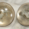 Lot 029 - Pair Of Antique Reverse Painted Glass Knobs With Hunting Dog Paintings, Screw Backs