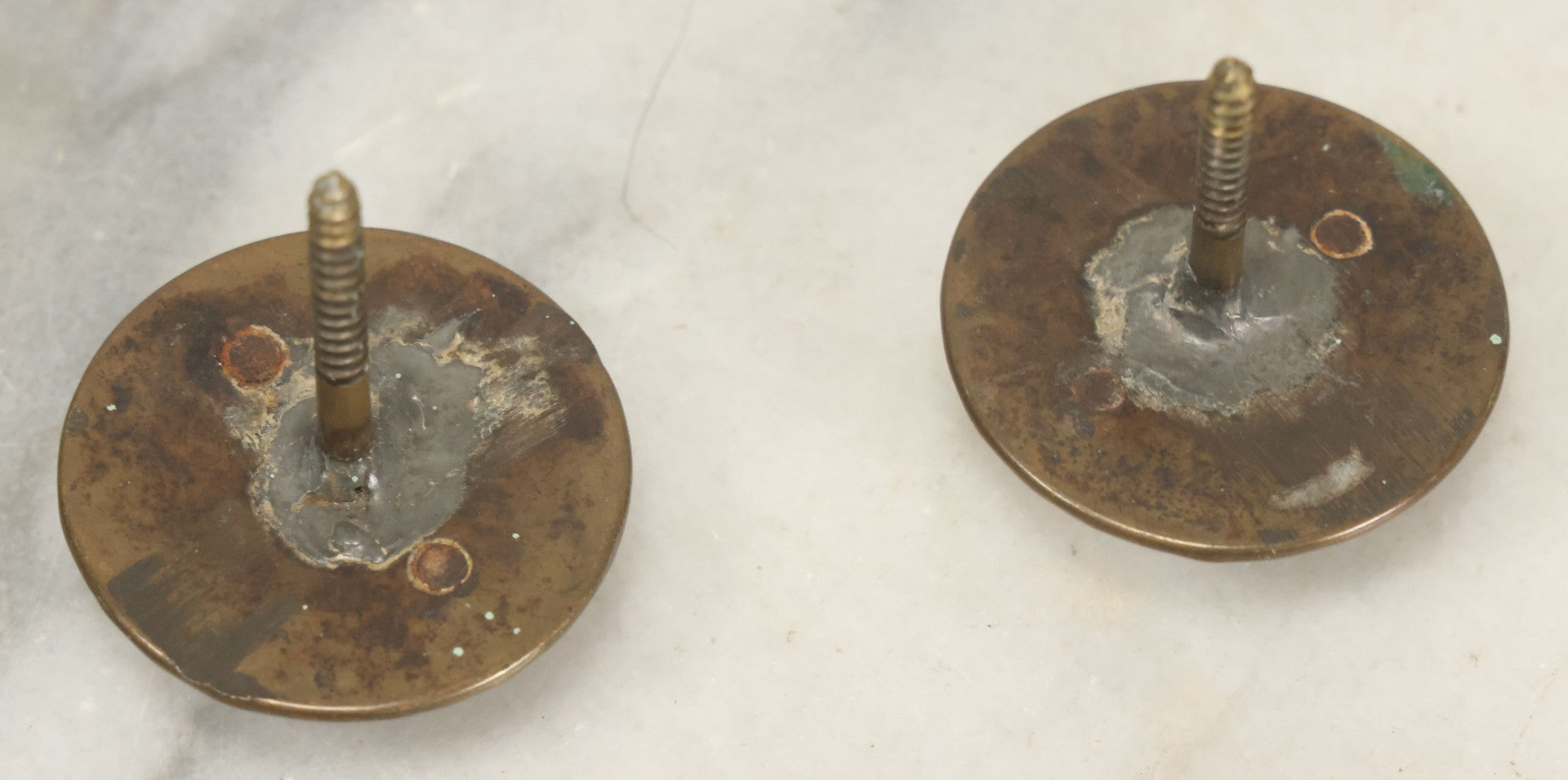Lot 029 - Pair Of Antique Reverse Painted Glass Knobs With Hunting Dog Paintings, Screw Backs