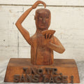 Lot 031 - Vintage Folk Art Hand Carved Wooden Card Playing Figure, "7 No Trump Sans 1 Ace" Bridge Hand Gamble