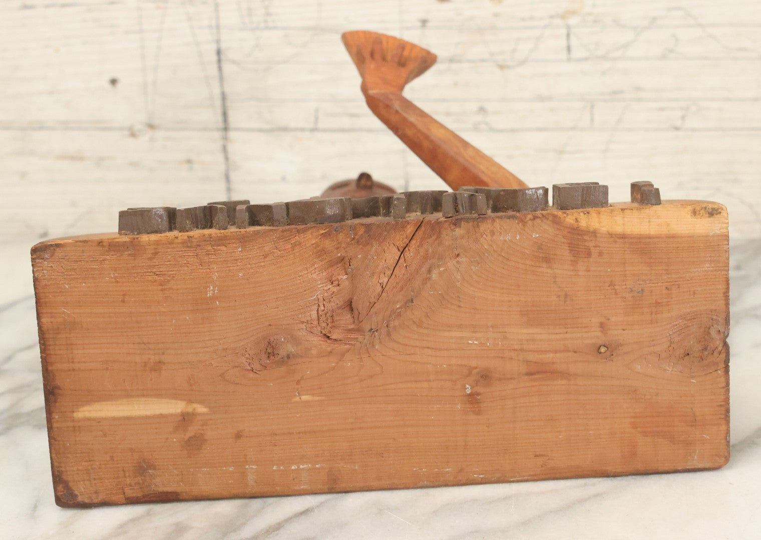 Lot 031 - Vintage Folk Art Hand Carved Wooden Card Playing Figure, "7 No Trump Sans 1 Ace" Bridge Hand Gamble