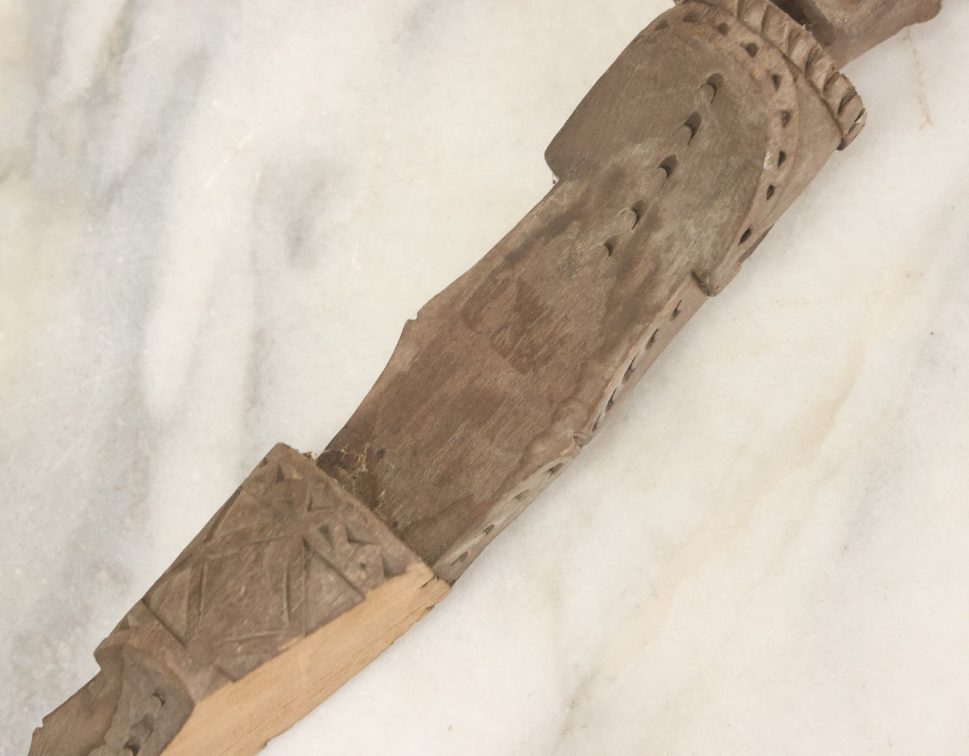 Lot 032 - Vintage Folk Art Hand Carved Wooden Fragment With Man In Cap, Possibly From A Piece Of Furniture, Walking Stick