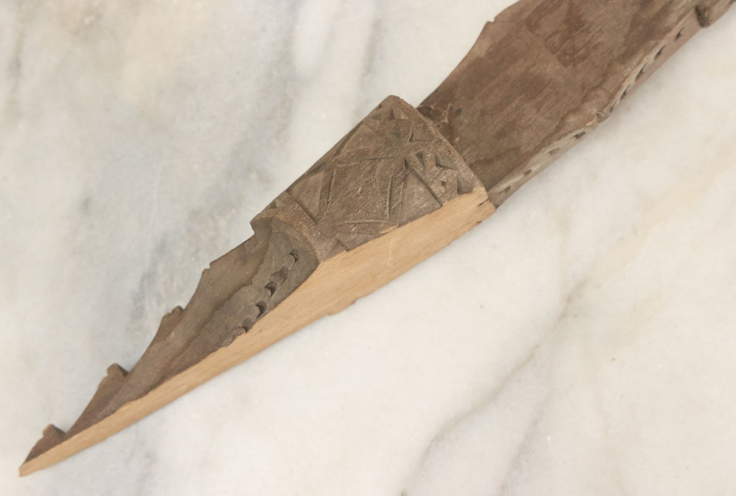 Lot 032 - Vintage Folk Art Hand Carved Wooden Fragment With Man In Cap, Possibly From A Piece Of Furniture, Walking Stick