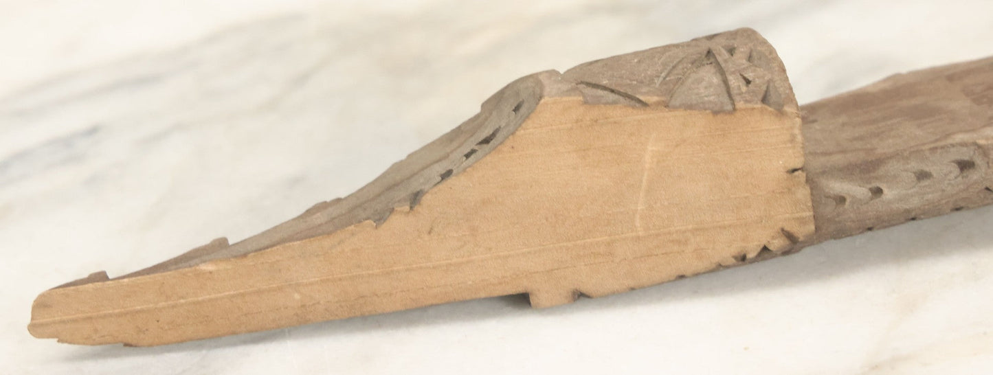 Lot 032 - Vintage Folk Art Hand Carved Wooden Fragment With Man In Cap, Possibly From A Piece Of Furniture, Walking Stick