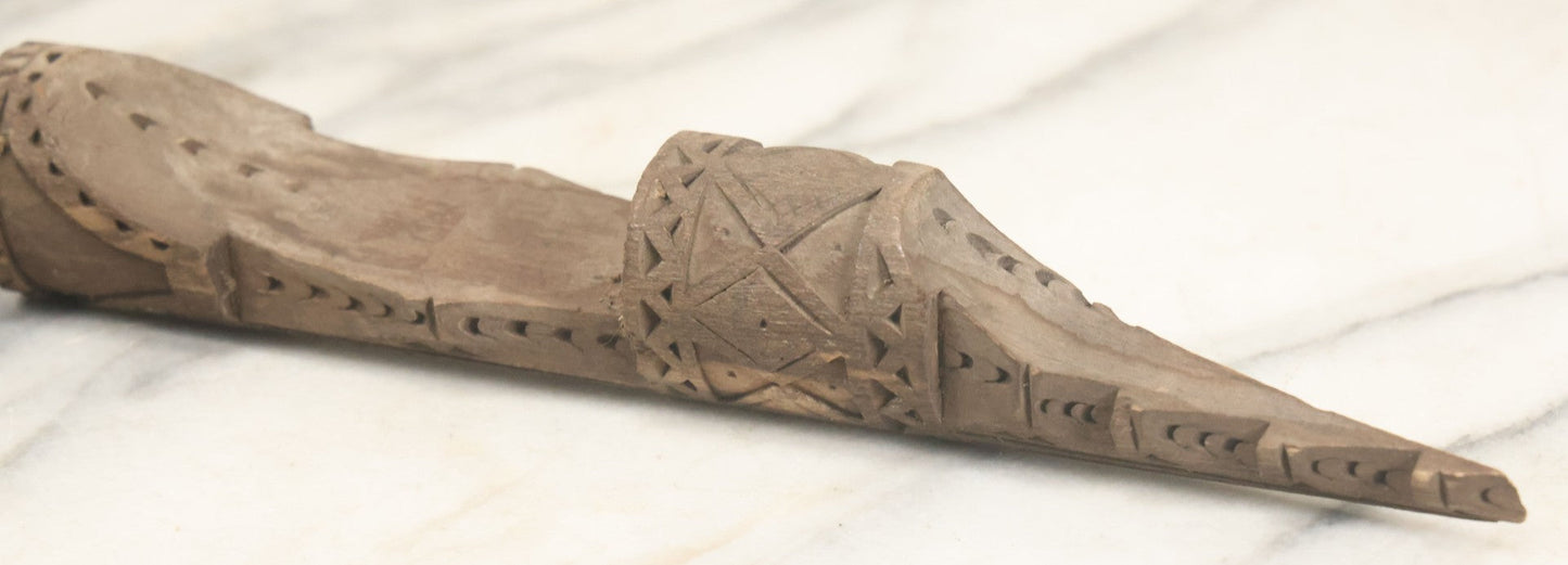 Lot 032 - Vintage Folk Art Hand Carved Wooden Fragment With Man In Cap, Possibly From A Piece Of Furniture, Walking Stick