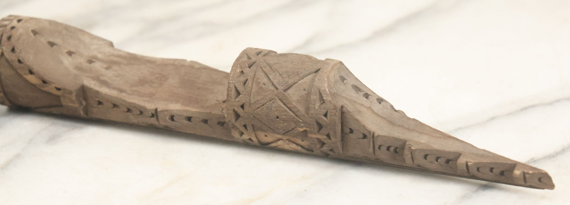 Lot 032 - Vintage Folk Art Hand Carved Wooden Fragment With Man In Cap, Possibly From A Piece Of Furniture, Walking Stick