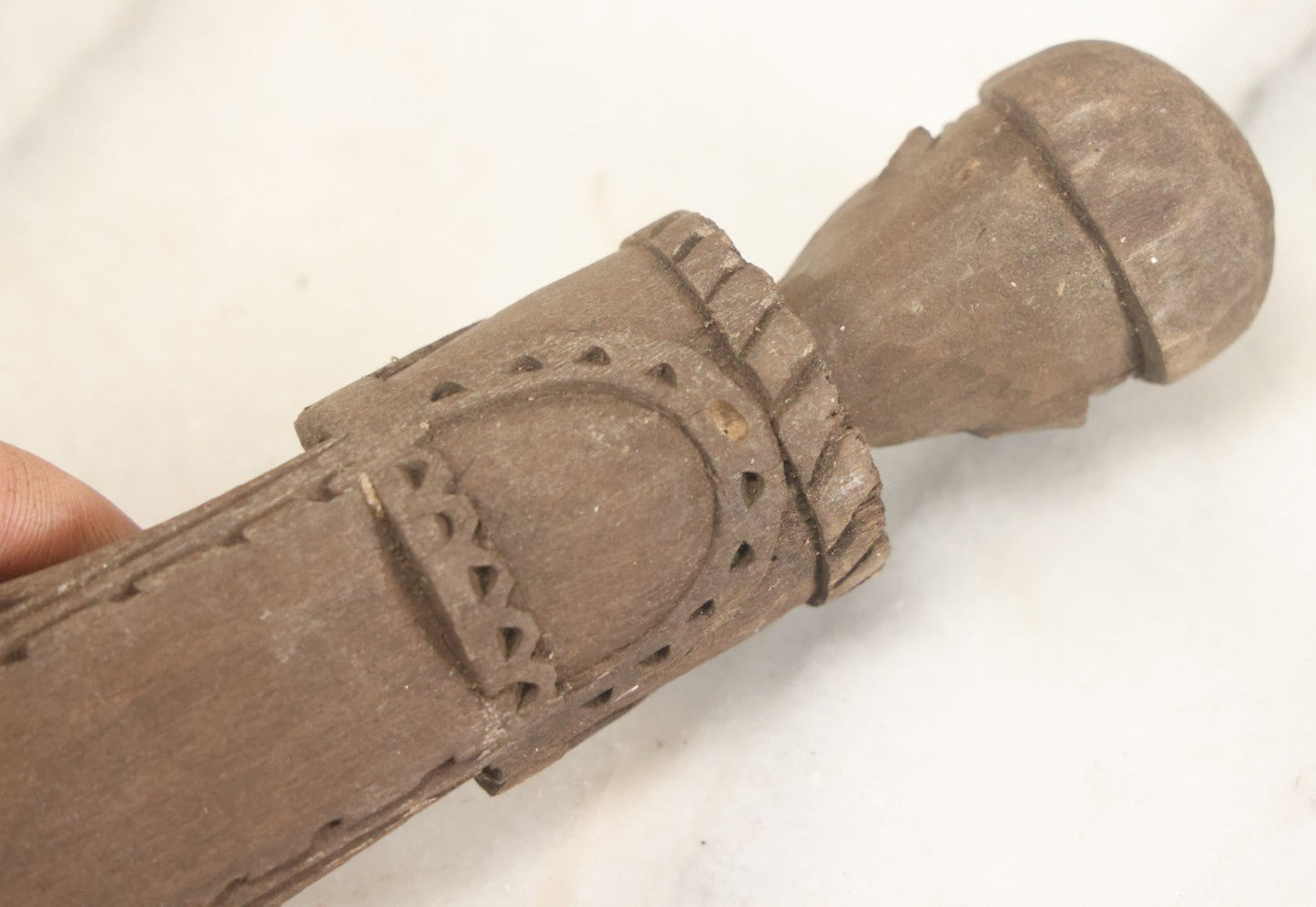 Lot 032 - Vintage Folk Art Hand Carved Wooden Fragment With Man In Cap, Possibly From A Piece Of Furniture, Walking Stick