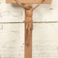 Lot 033 - Vintage Folk Art Hand Carved Wooden Crucifix With Jesus, Missing I.N.R.I. Banner