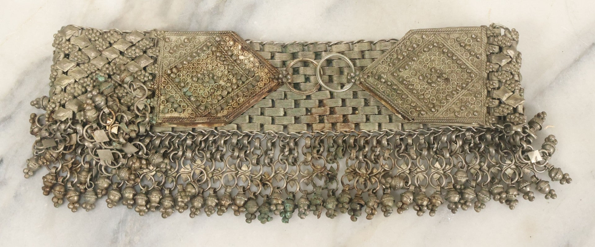 Lot 036 - Vintage Ornate Middle Eastern Headpiece "Parure De Tête" Jewelry With Jingling Metal Adornments