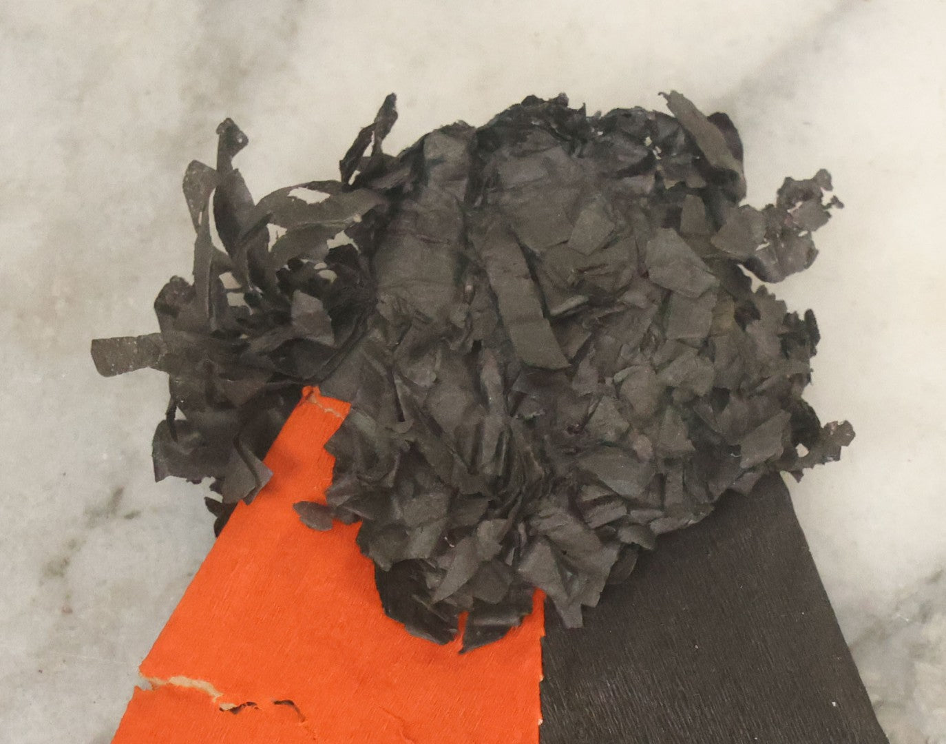 Lot 041 - Vintage Crepe Paper Halloween Hat With Black And Orange Pepper, Fringe, Note Damage