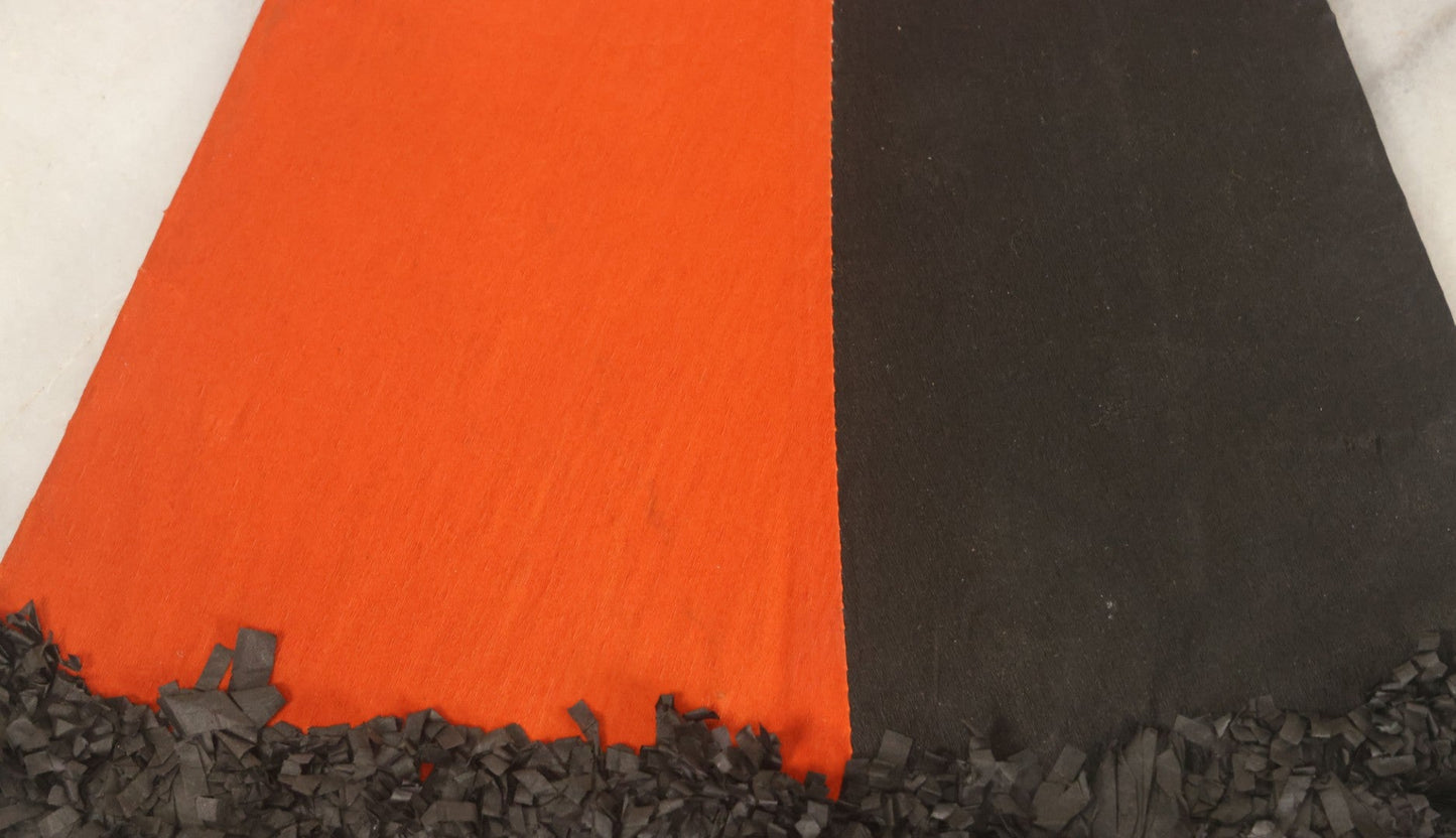 Lot 041 - Vintage Crepe Paper Halloween Hat With Black And Orange Pepper, Fringe, Note Damage