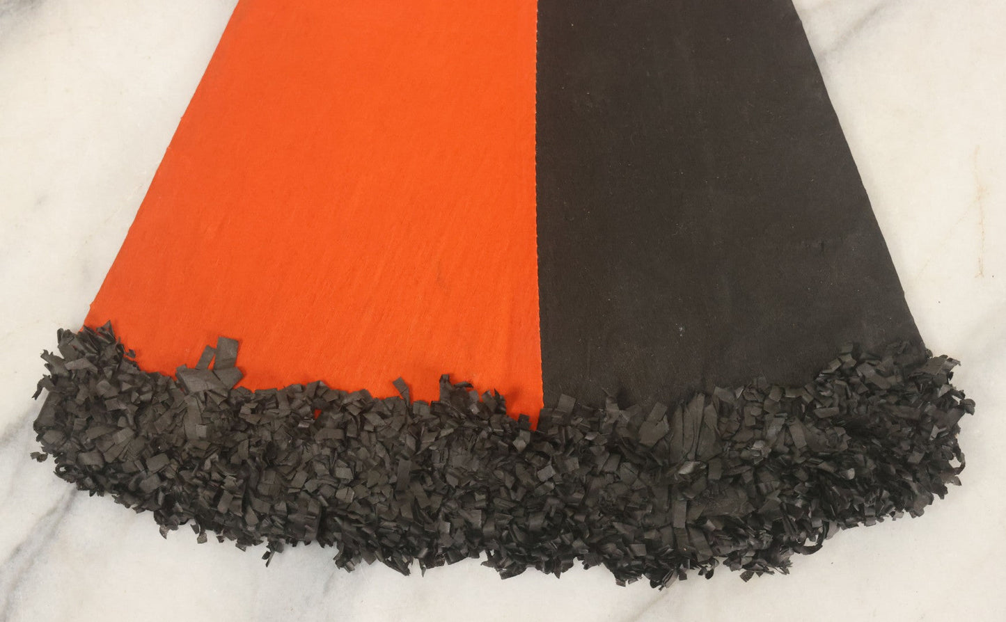 Lot 041 - Vintage Crepe Paper Halloween Hat With Black And Orange Pepper, Fringe, Note Damage