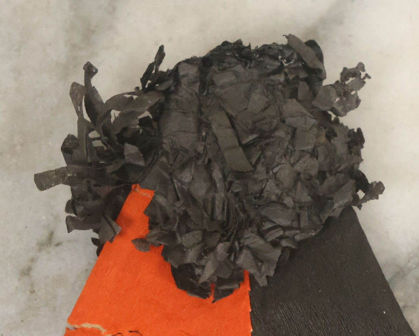 Lot 041 - Vintage Crepe Paper Halloween Hat With Black And Orange Pepper, Fringe, Note Damage