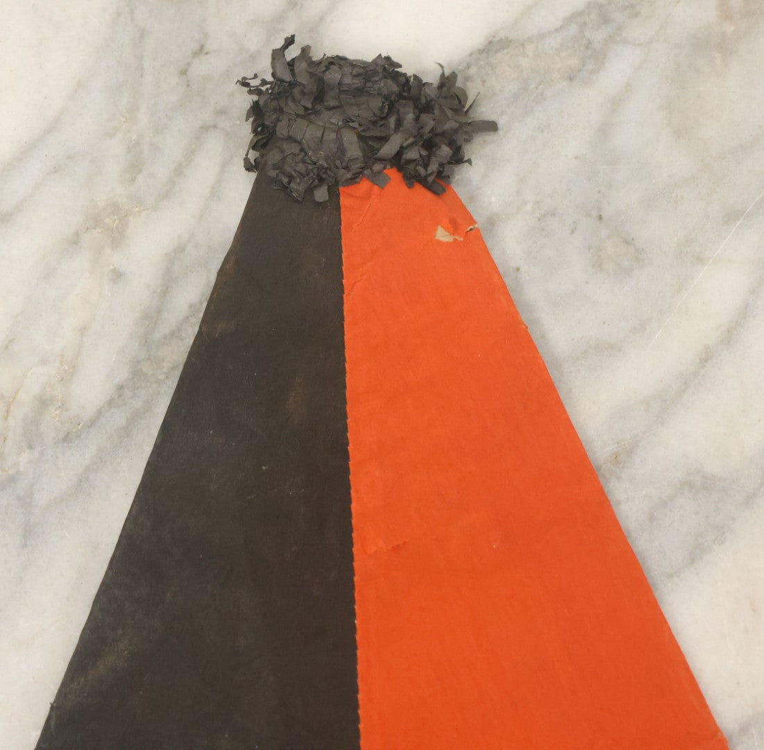 Lot 041 - Vintage Crepe Paper Halloween Hat With Black And Orange Pepper, Fringe, Note Damage