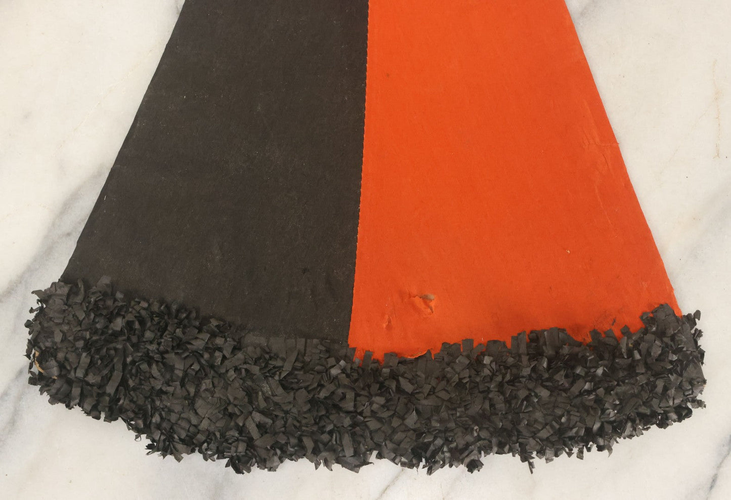 Lot 041 - Vintage Crepe Paper Halloween Hat With Black And Orange Pepper, Fringe, Note Damage