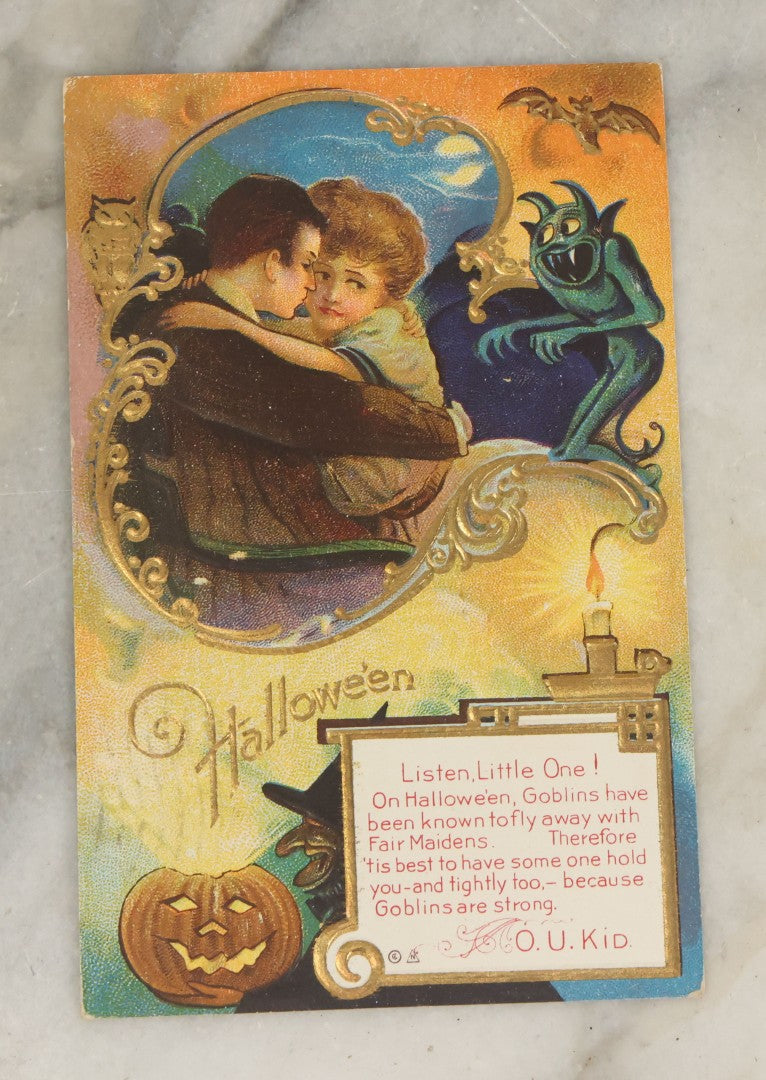 Lot 042 - Antique Halloween Postcard With Goblin, Witch, Illustrated By Nash, Postmarked 1911