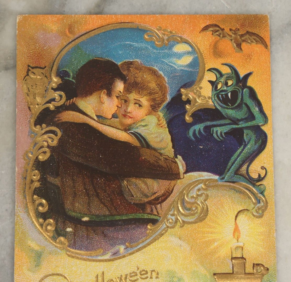 Lot 042 - Antique Halloween Postcard With Goblin, Witch, Illustrated By Nash, Postmarked 1911