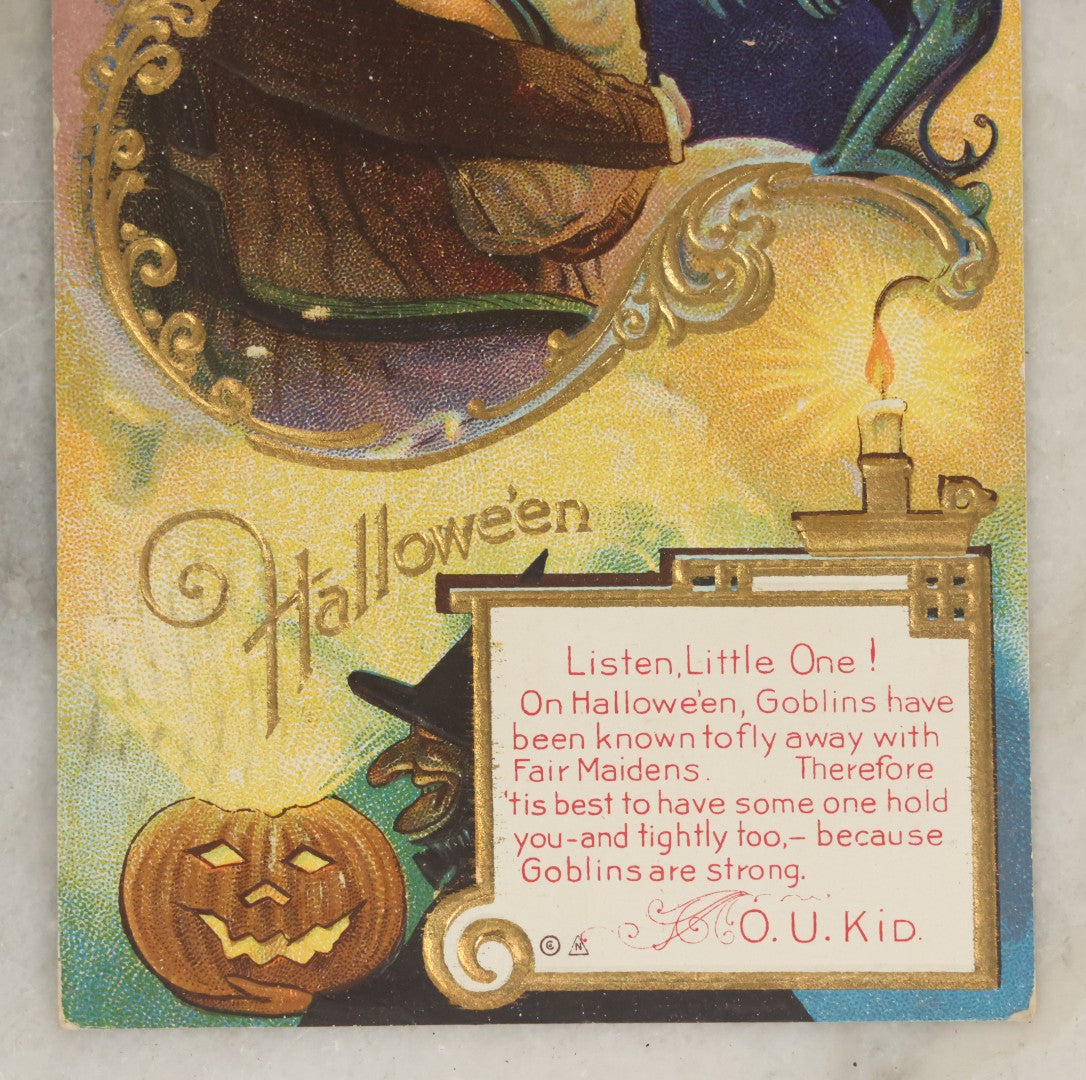 Lot 042 - Antique Halloween Postcard With Goblin, Witch, Illustrated By Nash, Postmarked 1911