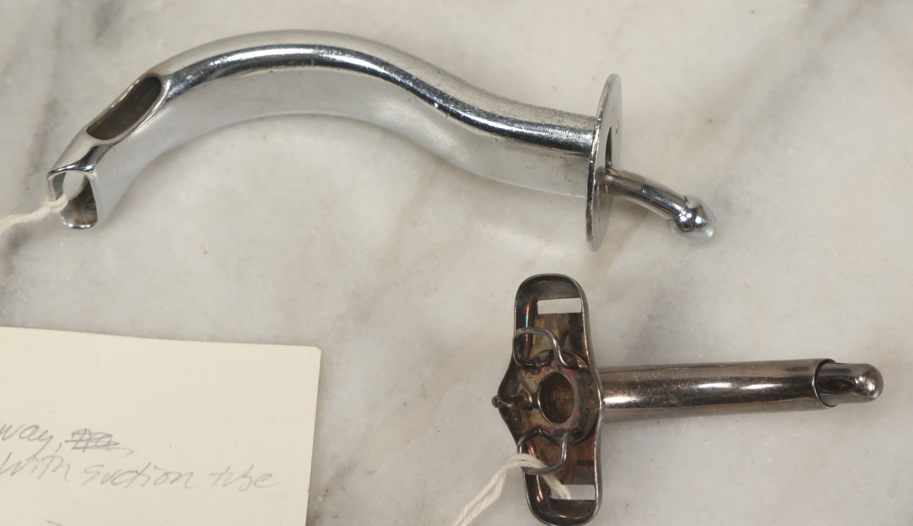 Lot 049 - Grouping Of Three Vintage Tracheotomy Medical Devices, With Paper Identification Tags