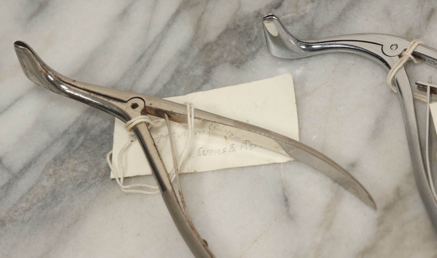 Lot 050 - Grouping Of Eight Vintage Nasal Speculums Medical Devices, With Paper Identification Tags