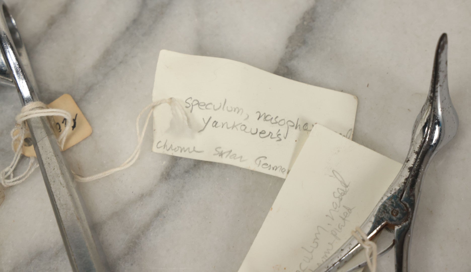 Lot 050 - Grouping Of Eight Vintage Nasal Speculums Medical Devices, With Paper Identification Tags