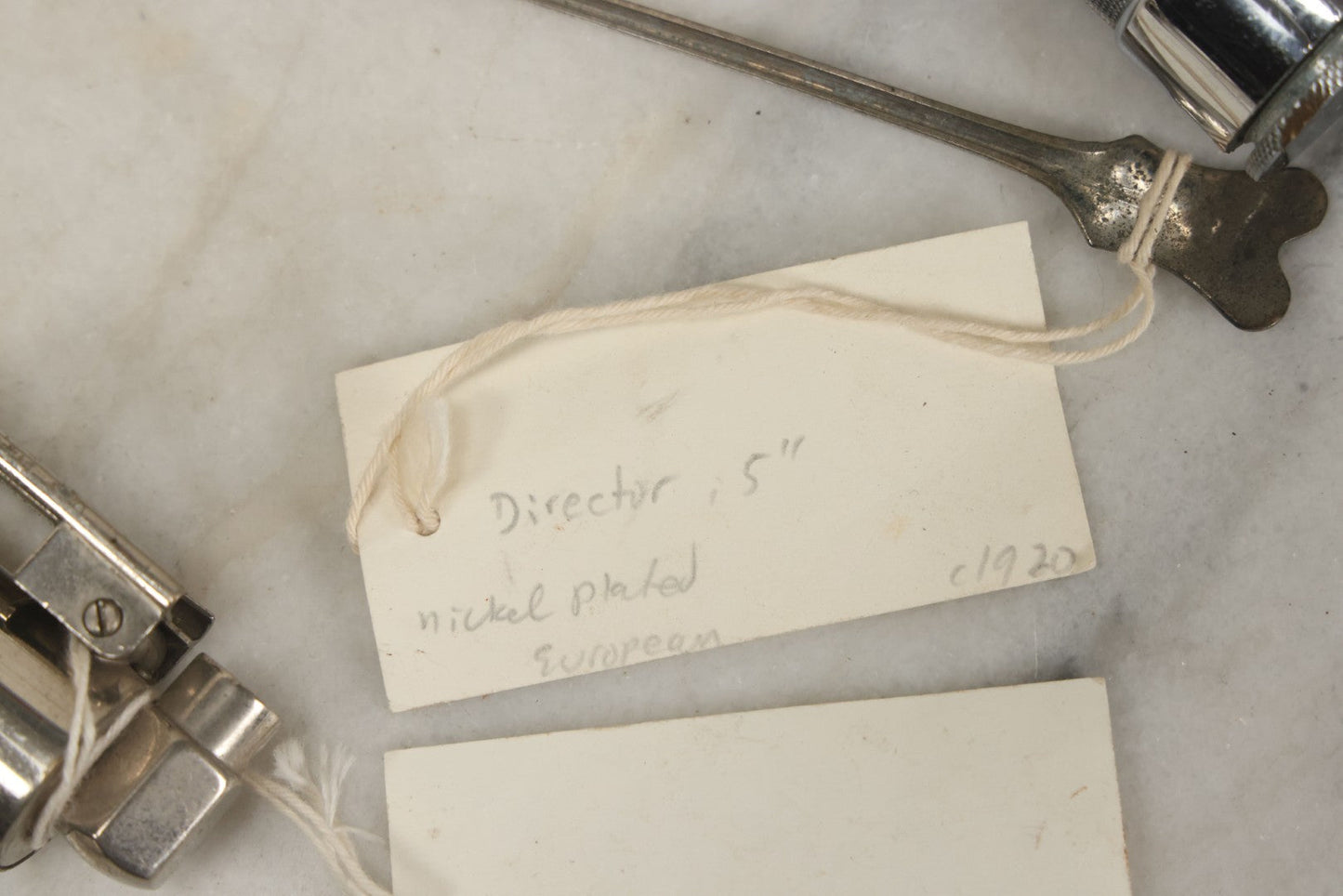 Lot 051 - Grouping Of Ten Vintage Medical Devices, Including Spection Devices, Irrigation Syringe, Etc., With Paper Identification Tags