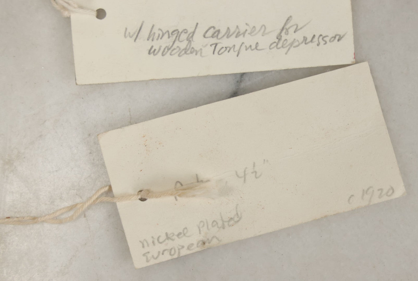 Lot 051 - Grouping Of Ten Vintage Medical Devices, Including Spection Devices, Irrigation Syringe, Etc., With Paper Identification Tags