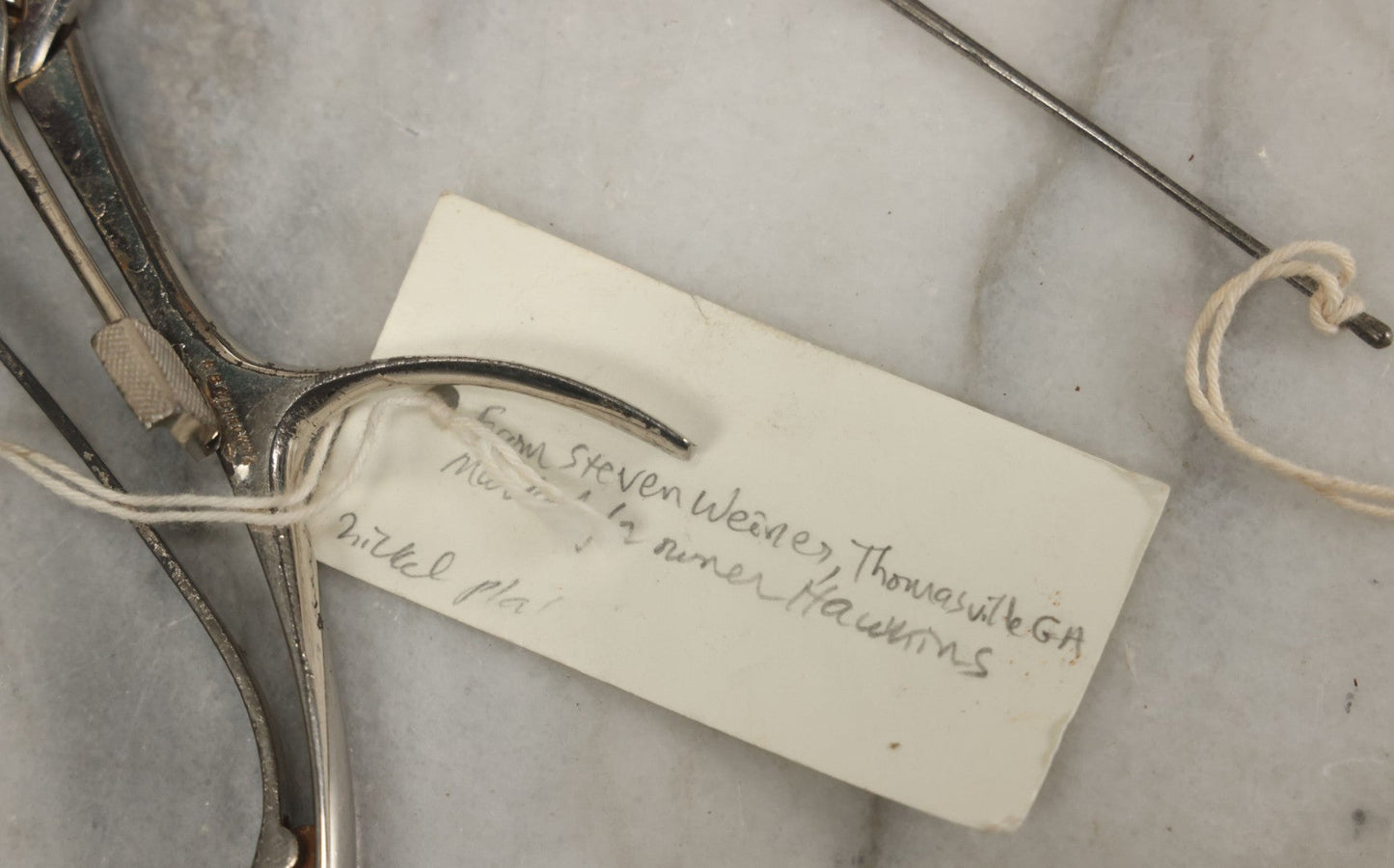 Lot 051 - Grouping Of Ten Vintage Medical Devices, Including Spection Devices, Irrigation Syringe, Etc., With Paper Identification Tags