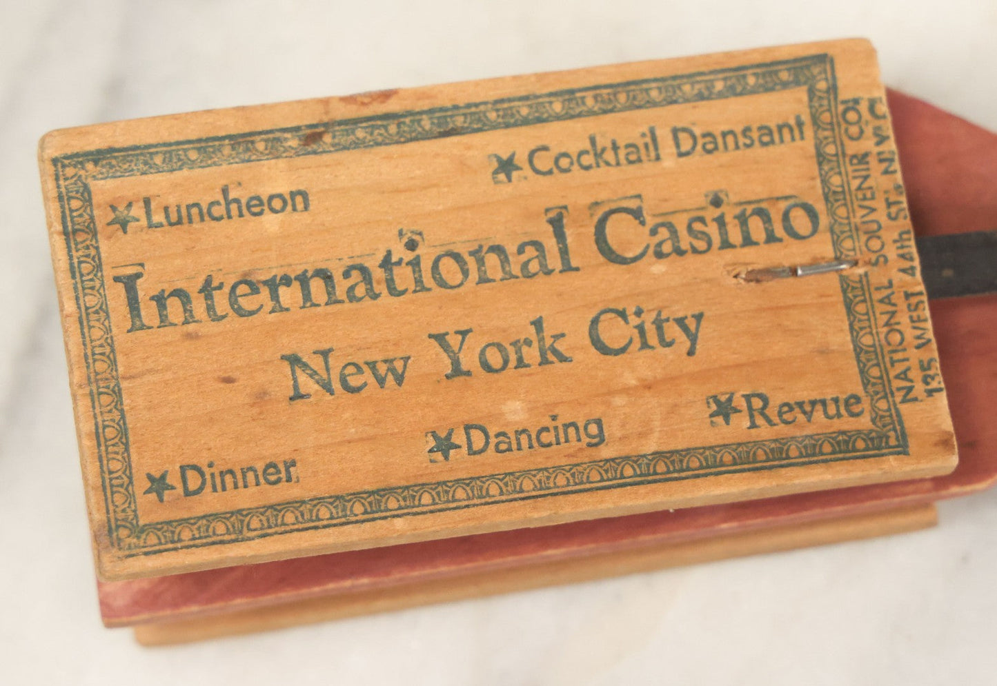 Lot 079 - Antique International Casino, New York City Clapper Noise Maker Novelty, "Pierre Sandrini & Jacques-Charles Present Their International Revue 'Bravo!'"