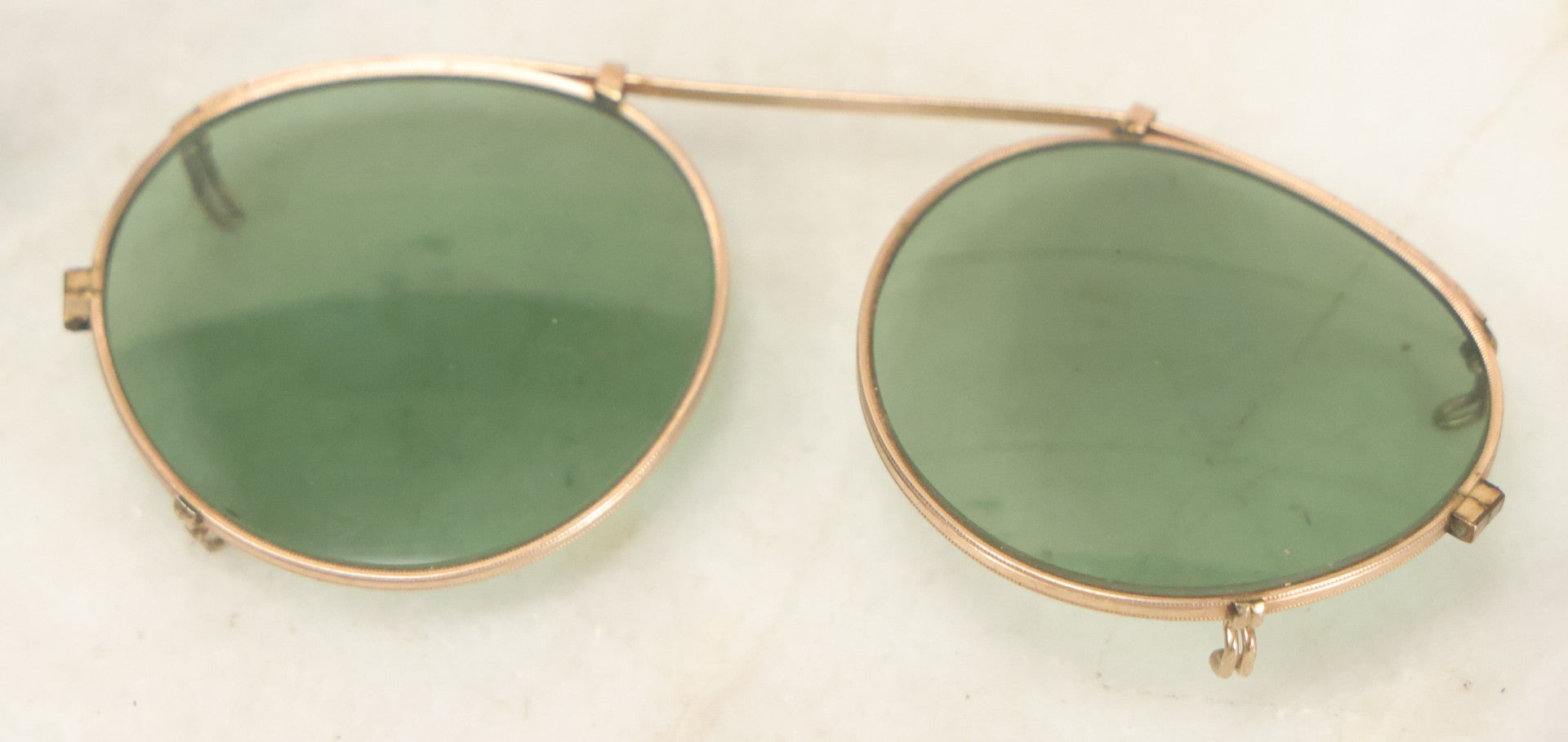 Lot 080 - Antique Clip On Sunglasses With 12K Gold Filled Rim