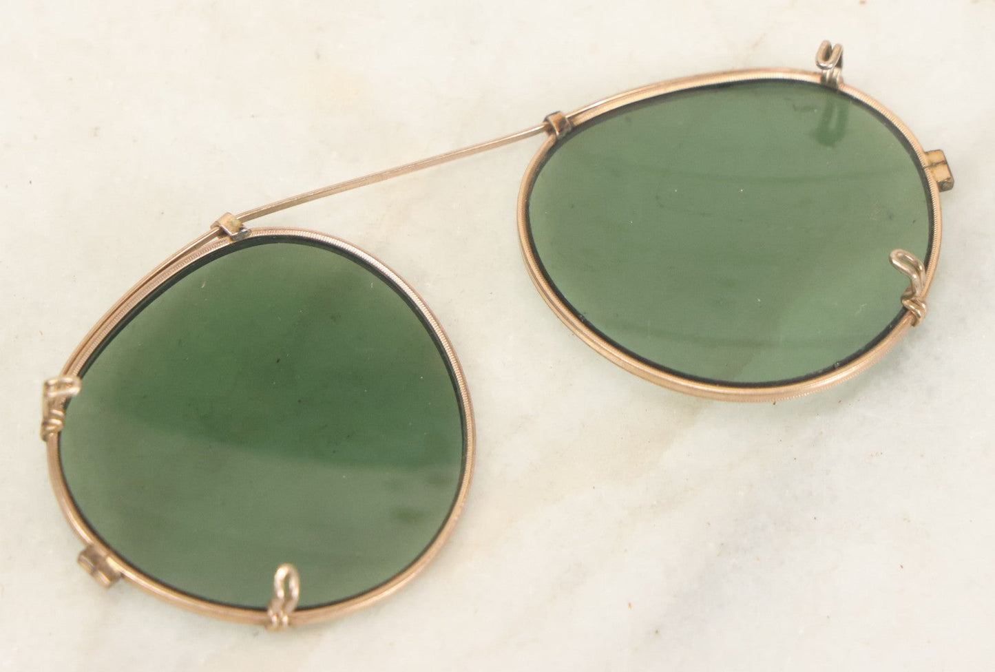 Lot 080 - Antique Clip On Sunglasses With 12K Gold Filled Rim