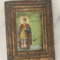Lot 082 - Antique Miniature Greek Christian Icon, Saint Phanourios, Patron Saint Of Lost Objects, In Metal Frame